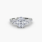 IMPERIAL II Oval Cut three-stone pavé ring setting in White Gold | SARATTI