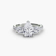 IMPERIAL II – Pear Cut Three-Stone Pavé Ring Setting in White Gold | SARATTI