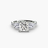 IMPERIAL II – Princess Cut Three-Stone Pavé Ring Setting in 950 Platinum | SARATTI