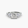 IMPERIAL II – Princess Cut Three-Stone Pavé Ring Setting in White Gold | SARATTI