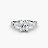 IMPERIAL II Radiant Cut Three-Stone Pavé Ring Setting in 950 Platinum | SARATTI
