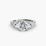 IMPERIAL II – Round Cut Three-Stone Pavé Ring Setting in 950 Platinum | SARATTI