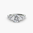 IMPERIAL II – Round Cut Three-Stone Pavé Ring Setting in White Gold | SARATTI