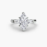 IMPERIAL – Marquise Cut Baguette Three-Stone Ring Setting in 950 Platinum | SARATTI