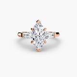 IMPERIAL – Marquise Cut Baguette Three-Stone Ring Setting in Rose Gold | SARATTI