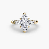 IMPERIAL – Marquise Cut Baguette Three-Stone Ring Setting in Yellow Gold | SARATTI