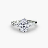 IMPERIAL Oval Cut baguette three-stone ring setting in 950 Platinum | SARATTI