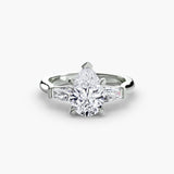 IMPERIAL – Pear Cut Baguette Three-Stone Ring Setting in 950 Platinum | SARATTI