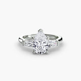 IMPERIAL – Pear Cut Baguette Three-Stone Ring Setting in White Gold | SARATTI