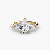 IMPERIAL – Pear Cut Baguette Three-Stone Ring Setting in Yellow Gold | SARATTI