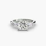IMPERIAL – Princess Cut Baguette Three-Stone Ring Setting in 950 Platinum | SARATTI