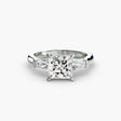 IMPERIAL – Princess Cut Baguette Three-Stone Ring Setting in White Gold | SARATTI