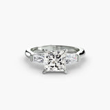 IMPERIAL – Princess Cut Baguette Three-Stone Ring Setting in White Gold | SARATTI