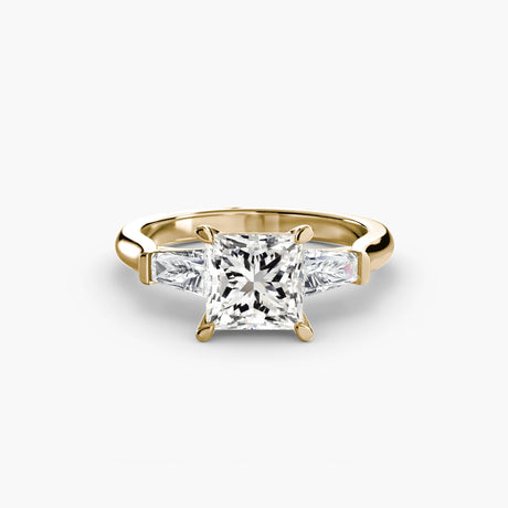 IMPERIAL – Princess Cut Baguette Three-Stone Ring Setting in Yellow Gold | SARATTI