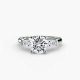 IMPERIAL – Round Cut Baguette Three-Stone Ring Setting in 950 Platinum | SARATTI