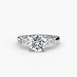 IMPERIAL – Round Cut Baguette Three-Stone Ring Setting in White Gold | SARATTI