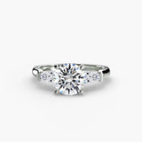 IMPERIAL – Round Cut Baguette Three-Stone Ring Setting in White Gold | SARATTI