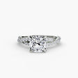 INFINITIÉ – Cushion Cut Twisted Pavé Solitaire Ring Setting – White Gold view | SARATTI