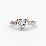 INFINITIÉ Heart Cut Twisted Pavé Solitaire Ring Setting in Rose Gold | SARATTI