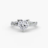 INFINITIÉ Heart Cut Twisted Pavé Solitaire Ring Setting in White Gold | SARATTI