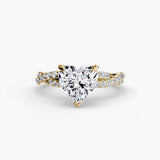 INFINITIÉ Heart Cut Twisted Pavé Solitaire Ring Setting in Yellow Gold | SARATTI