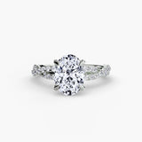 INFINITIÉ Oval Cut twisted pavé solitaire ring setting in 950 Platinum | SARATTI