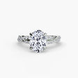 INFINITIÉ Oval Cut twisted pavé solitaire ring setting in White Gold | SARATTI