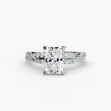 INFINITIÉ Radiant Cut Twisted Pavé Solitaire Ring Setting in 950 Platinum | SARATTI
