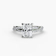 INFINITIÉ Radiant Cut Twisted Pavé Solitaire Ring Setting in White Gold | SARATTI