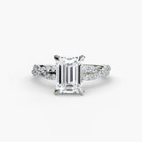 INFINITIÉ Emerald Cut twisted pavé solitaire ring setting in 950 Platinum | SARATTI