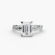 INFINITIÉ Emerald Cut twisted pavé solitaire ring setting in White Gold | SARATTI