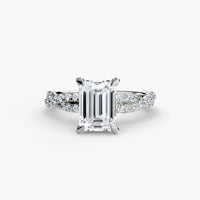 INFINITIÉ – Emerald Cut Twisted Pavé Solitaire Ring Setting