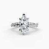 INFINITIÉ – Marquise Cut Twisted Pavé Solitaire Ring Setting in 950 Platinum | SARATTI