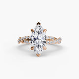 INFINITIÉ – Marquise Cut Twisted Pavé Solitaire Ring Setting in Rose Gold | SARATTI