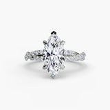 INFINITIÉ – Marquise Cut Twisted Pavé Solitaire Ring Setting in White Gold | SARATTI