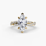 INFINITIÉ – Marquise Cut Twisted Pavé Solitaire Ring Setting in Yellow Gold | SARATTI