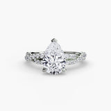INFINITIÉ – Pear Cut Twisted Pavé Solitaire Ring Setting in White Gold | SARATTI