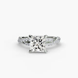 INFINITIÉ – Princess Cut Twisted Pavé Solitaire Ring Setting in 950 Platinum | SARATTI