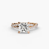 INFINITIÉ – Princess Cut Twisted Pavé Solitaire Ring Setting in Rose Gold | SARATTI