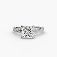INFINITIÉ – Princess Cut Twisted Pavé Solitaire Ring Setting in White Gold | SARATTI