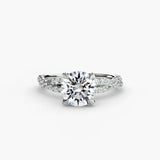 INFINITIÉ – Round Cut Twisted Pavé Solitaire Ring Setting in 950 Platinum | SARATTI
