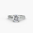 INFINITIÉ – Round Cut Twisted Pavé Solitaire Ring Setting in White Gold | SARATTI