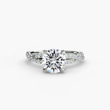 INFINITIÉ – Round Cut Twisted Pavé Solitaire Ring Setting in White Gold | SARATTI