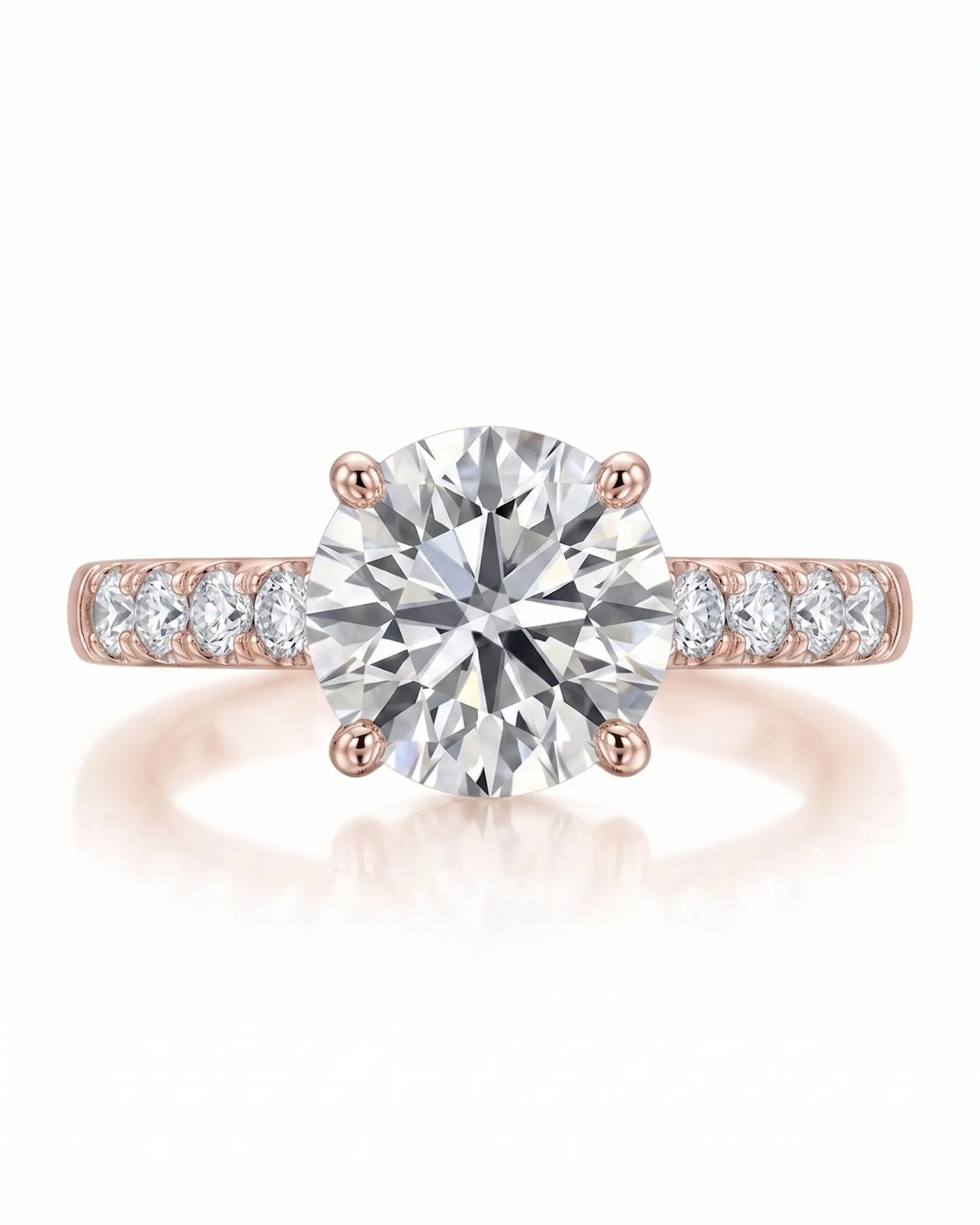 Jelena 1 carat F-colour oval natural diamond pavé solitaire ring in 18K rose gold, front view of oval centre and pavé shoulders | SARATTI