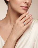 Jelena 1 carat F-colour oval natural diamond pavé solitaire ring in 18K rose gold, worn on hand | SARATTI