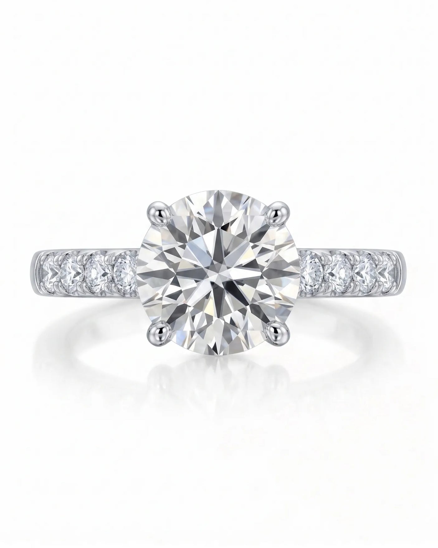 Jelena 1 carat F-colour oval natural diamond pavé solitaire ring in platinum, front view of oval centre and pavé shoulders | SARATTI