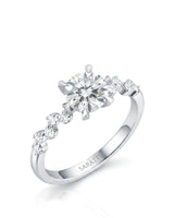 Joan 1 carat round natural diamond six-prong engagement ring in platinum, 45-degree view | SARATTI