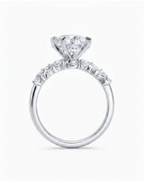 Joan 1 carat round natural diamond six-prong engagement ring in platinum, side profile | SARATTI