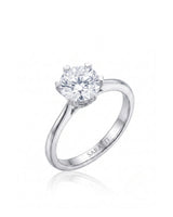 KATYA 1 carat round natural diamond heart-prong solitaire ring in platinum, 45-degree hero view | SARATTI