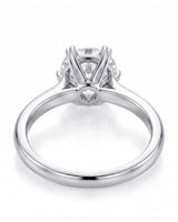 KATYA 1 carat round natural diamond heart-prong solitaire ring in platinum, underside view of heart-shaped six-prong crown | SARATTI